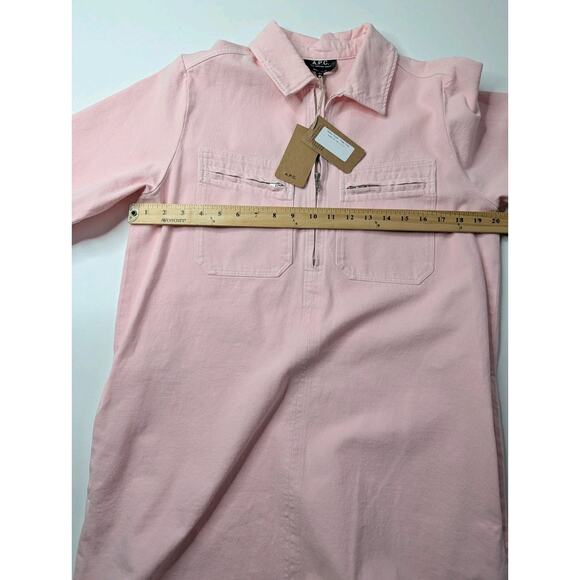 A.P.C. Rosa Mini Dress Pink Collared Shirt Dress A Line Size 40 (US 6/8) - Picture 9 of 13